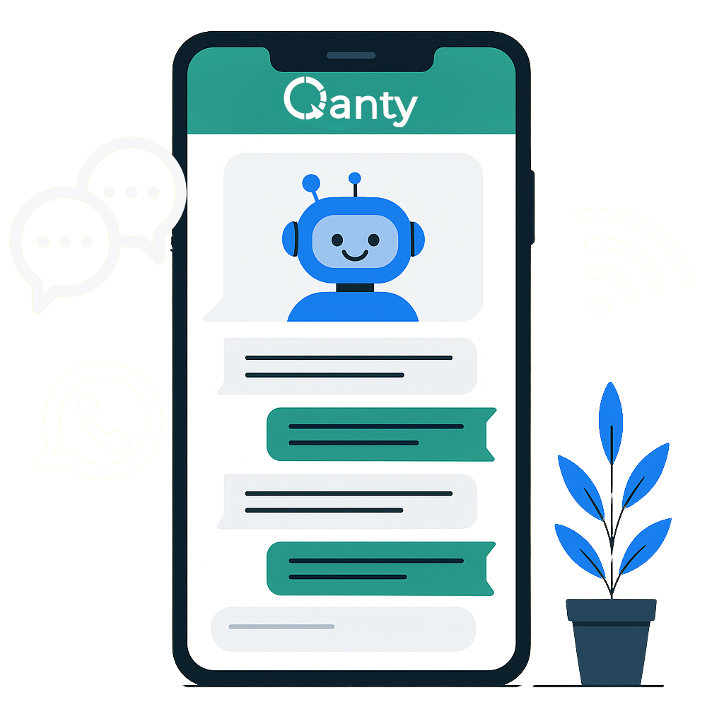 Icono representando un chatbot automatizado en WhatsApp.