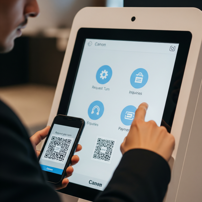 Person using a queue management system for a better customer experience.