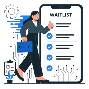 Icono de lista de espera digital, representando atención organizada desde cualquier lugar.