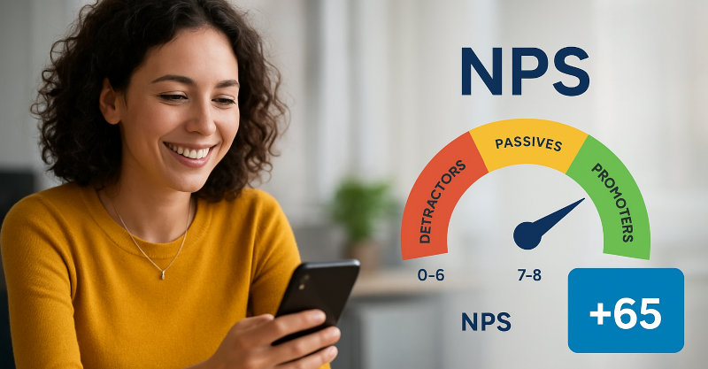 Concepto de satisfacción del cliente con NPS