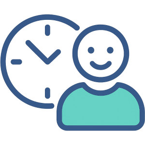 Icon representing improved customer experience through queue management.