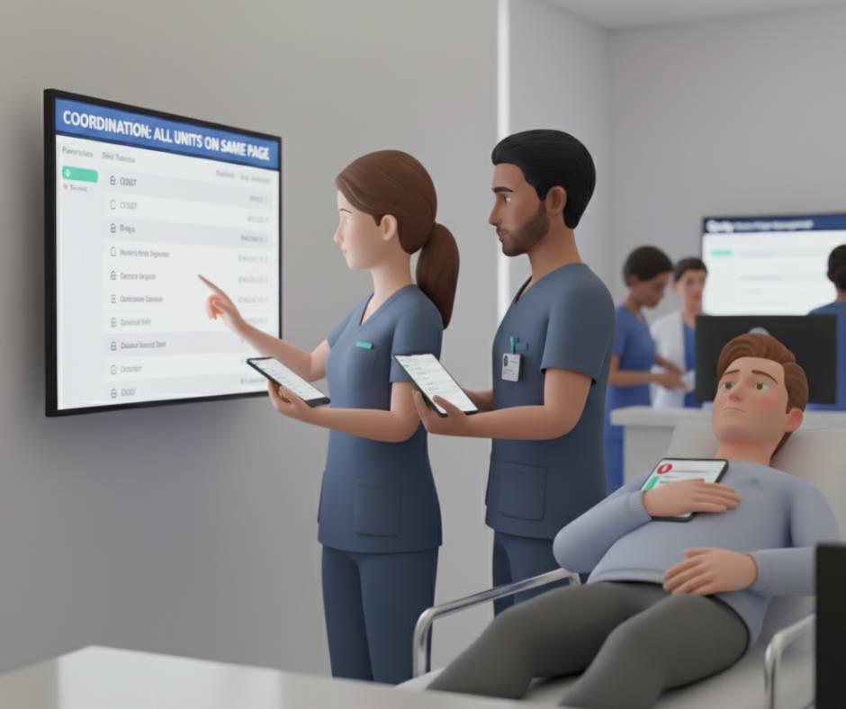 Triage priority alert on the Qanty system for a critical patient.