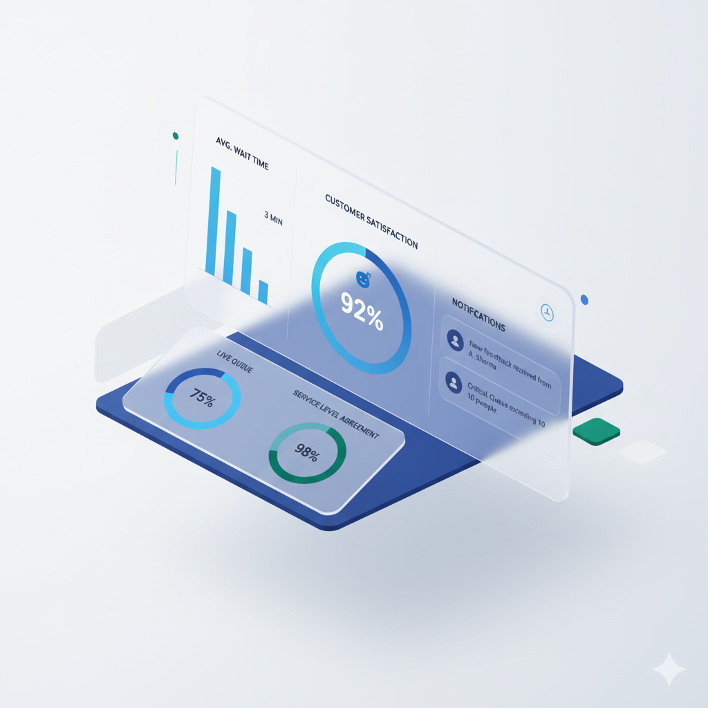 Dashboard de Qanty mostrando la experiencia de espera y satisfacción del cliente.