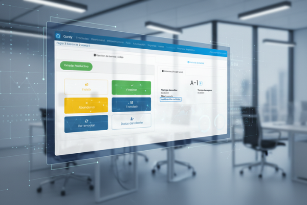 Dashboard de Qanty mostrando analítica predictiva de inteligencia artificial en atención al cliente.