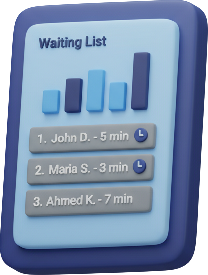 Icon of a digital queue management dashboard