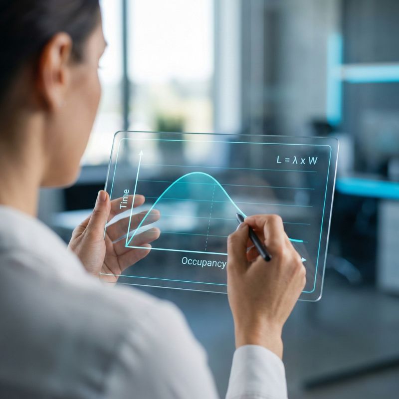 Gráfico simplificado de la Ley de Little aplicado a negocios