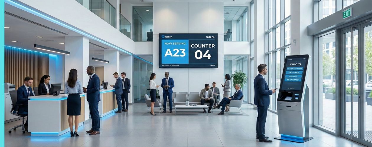 Modern queue management system interface in a corporate environment