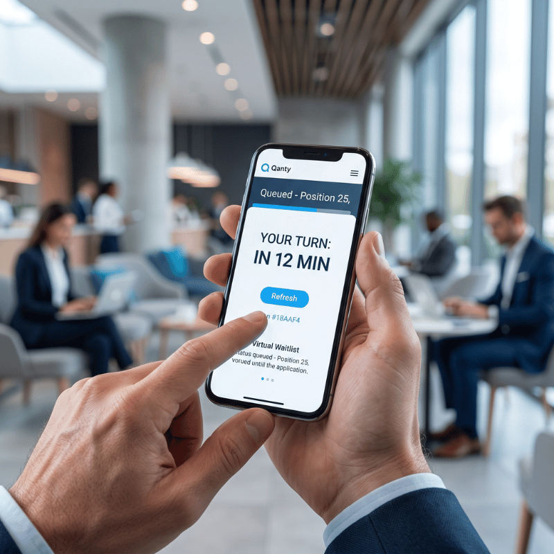 Customer checking a digital waitlist on their smartphone